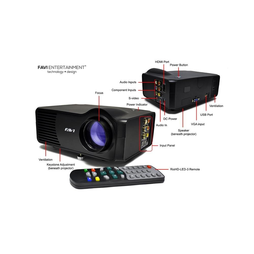 FAVI RioHD-LED-3 Portable LCD Projector