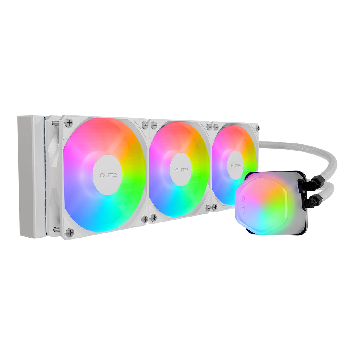 Cooler Master Elite Liquid 360 AIO Liquid CPU Cooler, ARGB White