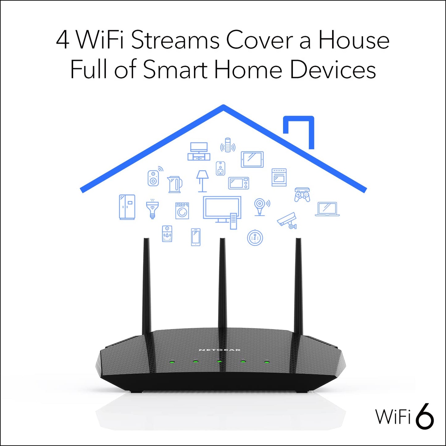 NETGEAR 4-Stream WiFi 6 Router (R6700AXS) - with 1-Year Armor Internet Security - AX1800 Wireless Speed (Up to 1.8 Gbps) | Coverage up to 1,500 sq