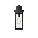 ML Lighting | Barkeley Collection | 42601-PBK | 16" Modern One Bulb Outdoor Steel Small Wall Sconce | Anti-Rust Powder Coat Black with Clear Glass