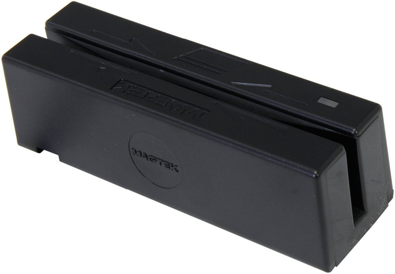 MagTek 21040145 SureSwipe Dual Head Triple Track Magnetic Stripe Card Reader with 6' USB Interface Cable, 60 in/s Swipe Speed, 5V, Black