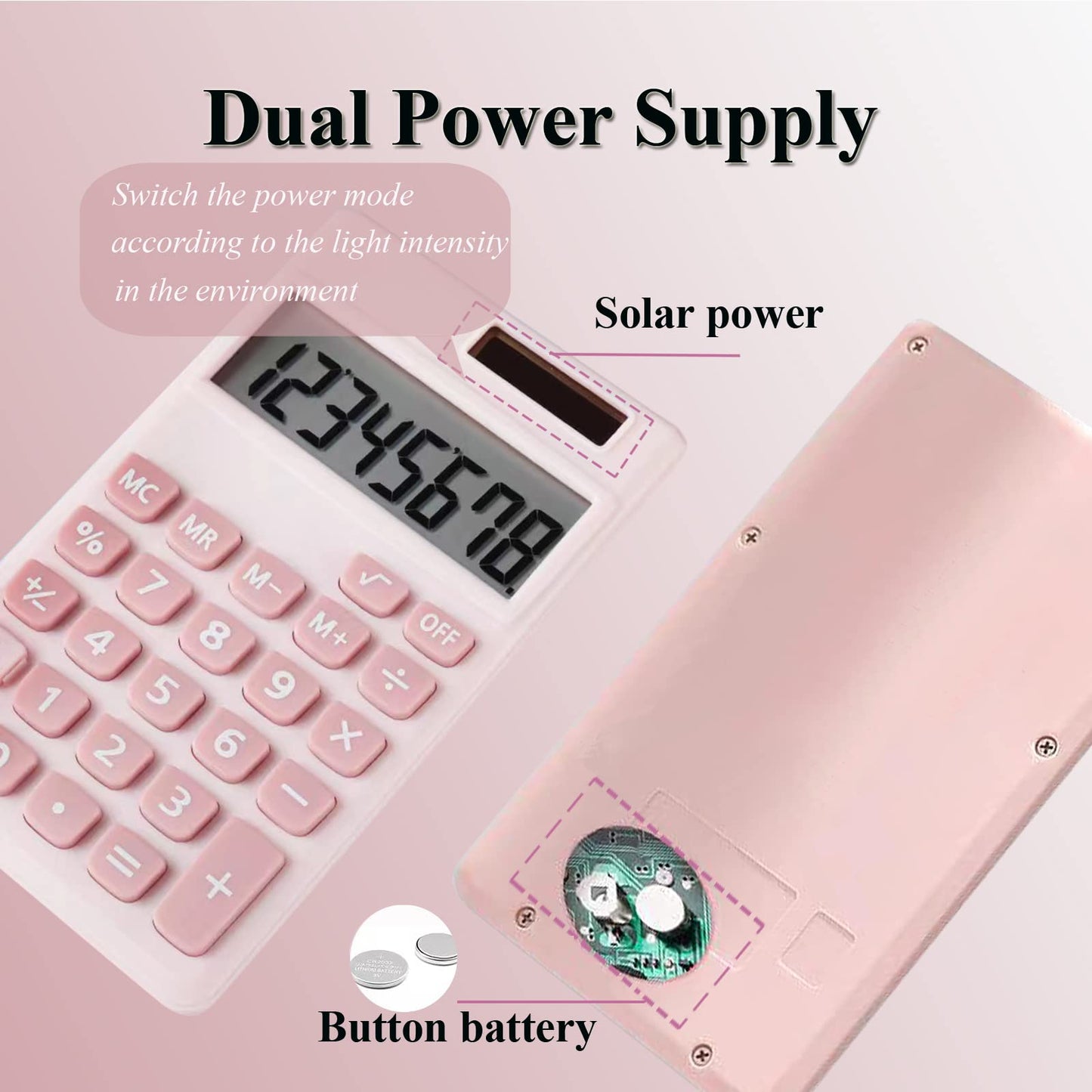 Seaciyan Basic Calculator, Desktop Cute Pocket Size Mini Calculators for School, Office, Home (Pink)
