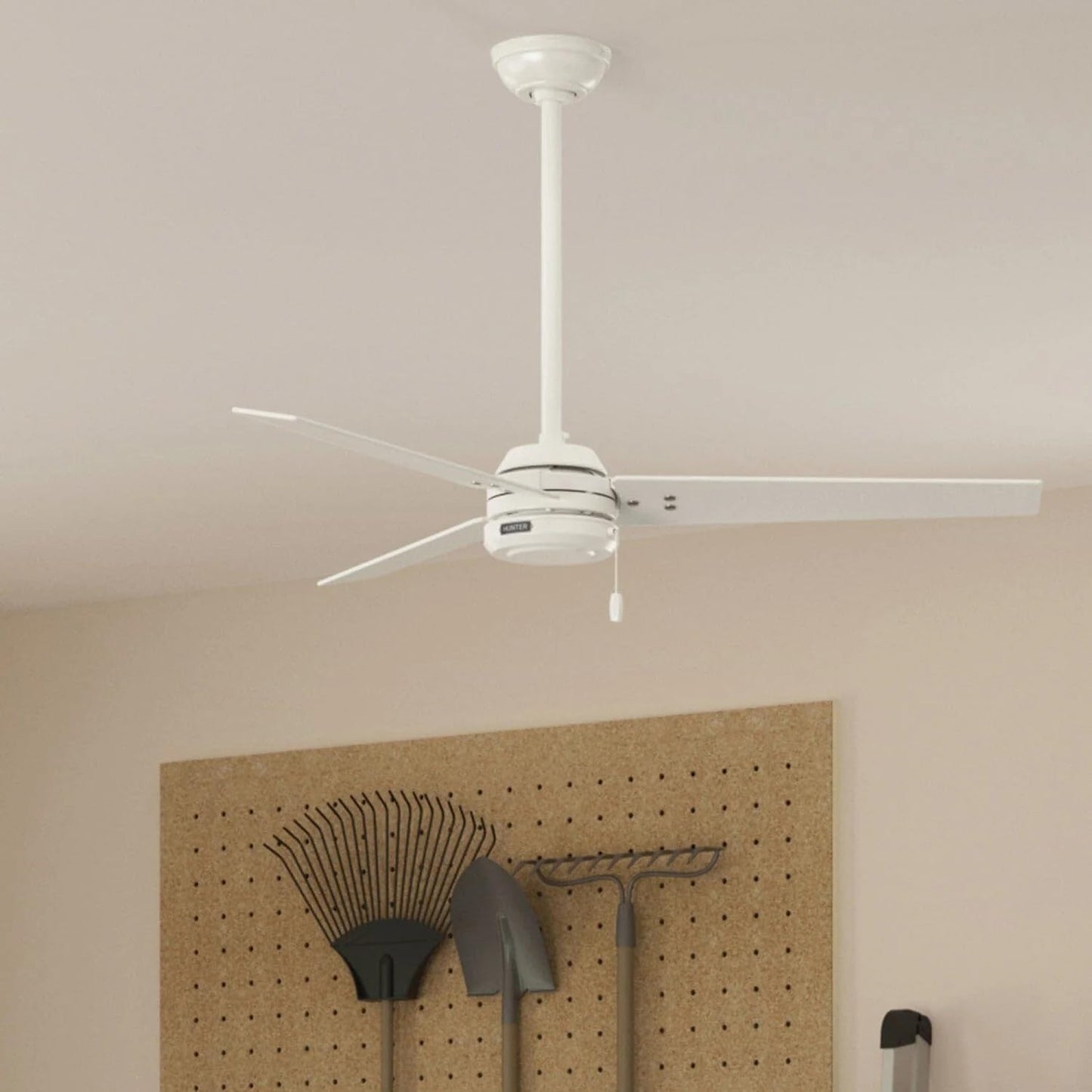 Hunter Fan 52 inch Outdoor Industrial Ceiling fan, 3-Blade (Renewed) (Fresh White)