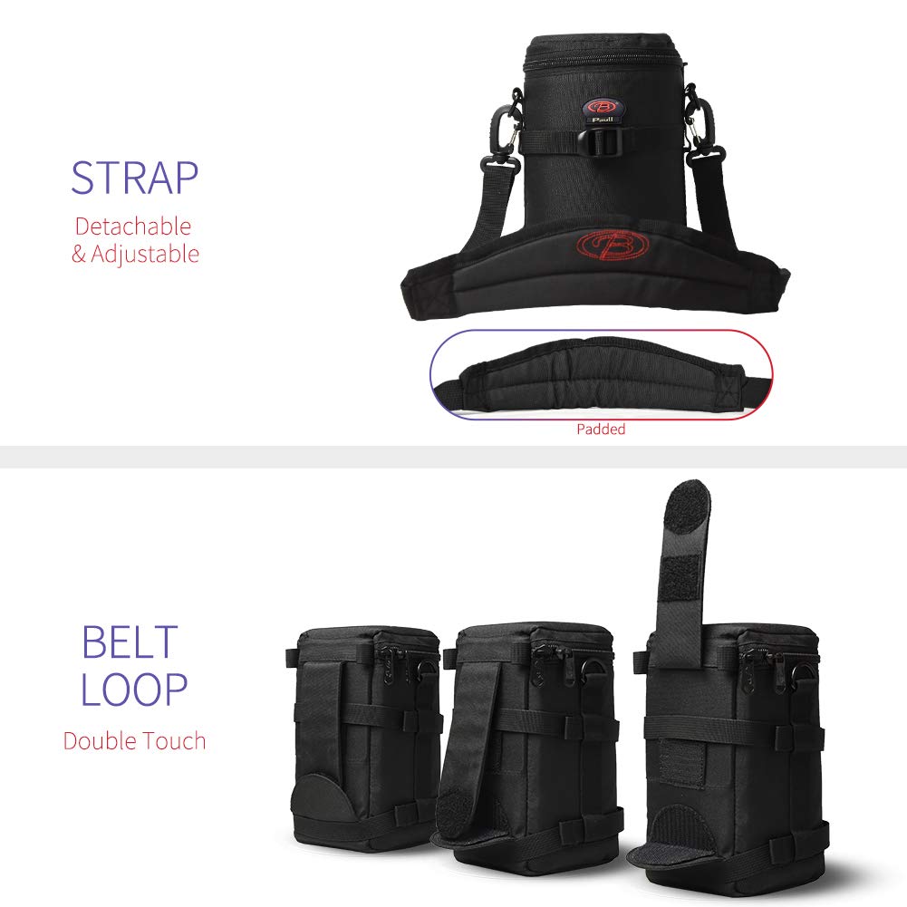 BPAULL Camera Lens Case DSLR Camera Lens Bag Fits for Canon Nikon Pentax Sony Olympus Panasonic and Other Camera Lens