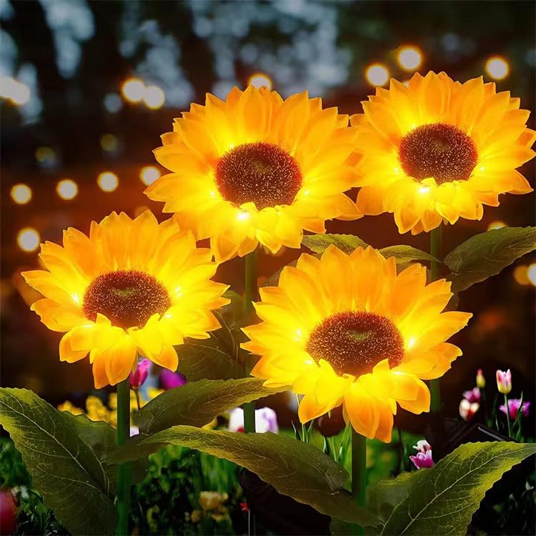 XBllcyiv 2 Pack Solar Garden Stake Lights, Outdoor Sunflower LED Solar Powered Lights for Patio Lawn Garden Yard Pathway Decoration (Sunflower Warm