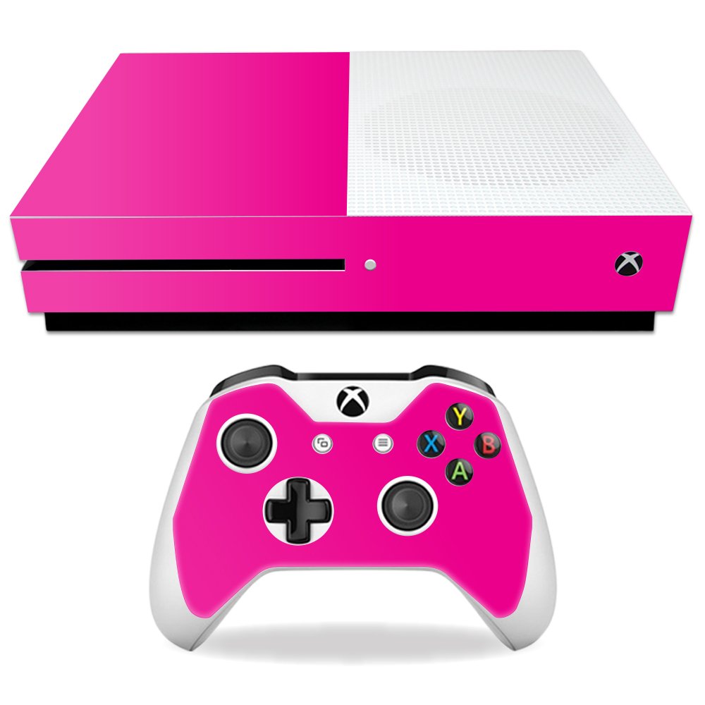MightySkins Skin Compatible with Microsoft Xbox One S - Solid Hot Pink | Protective, Durable, and Unique Vinyl Decal wrap Cover | Easy to Apply