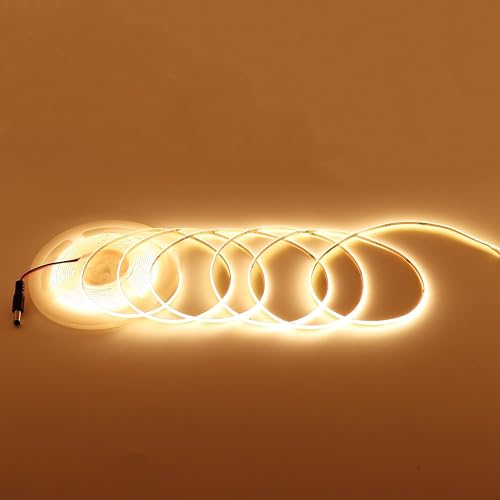 Cinlitek COB LED Strip Light, Ultra-Thin 12V 3mm16.4ft Ultra High Density Tape Light, 480LED/m, CRI 90+, Flexible Cuttable LED Lighting for Home