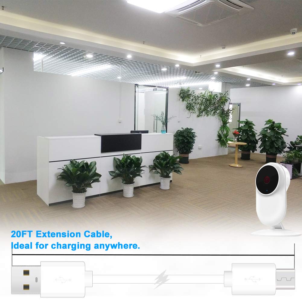 SCOVEE USB Power Extension Cable for Wyze Cam,WyzeCam Pan,YI Home Camera,Nest-Cam Indoor,Oculus Go,Netvue,KasaCam,Furbo Dog,Blink,Flat USB to Micro