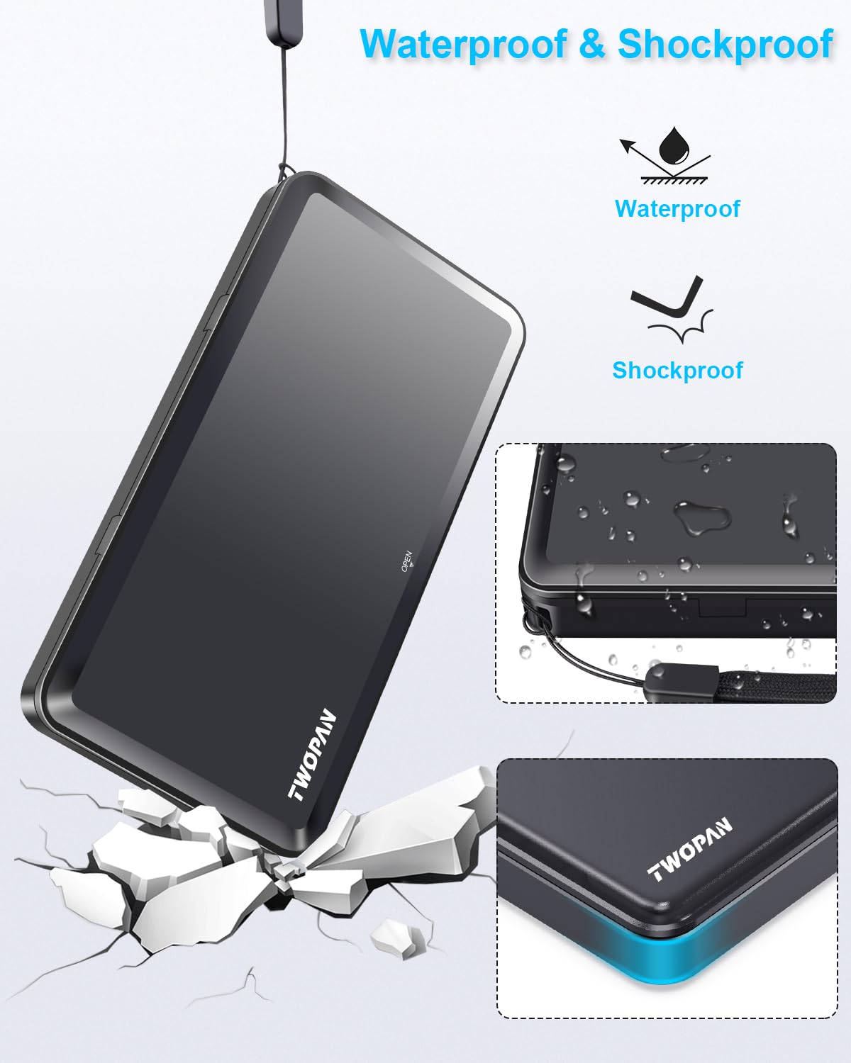 TWOPAN Portable iPhone SSD Travel Case Protective Storage Cover, Designed Mag-Safe iPhone External SSD Hard Drive 1TB 2TB 512GB (Only Case)