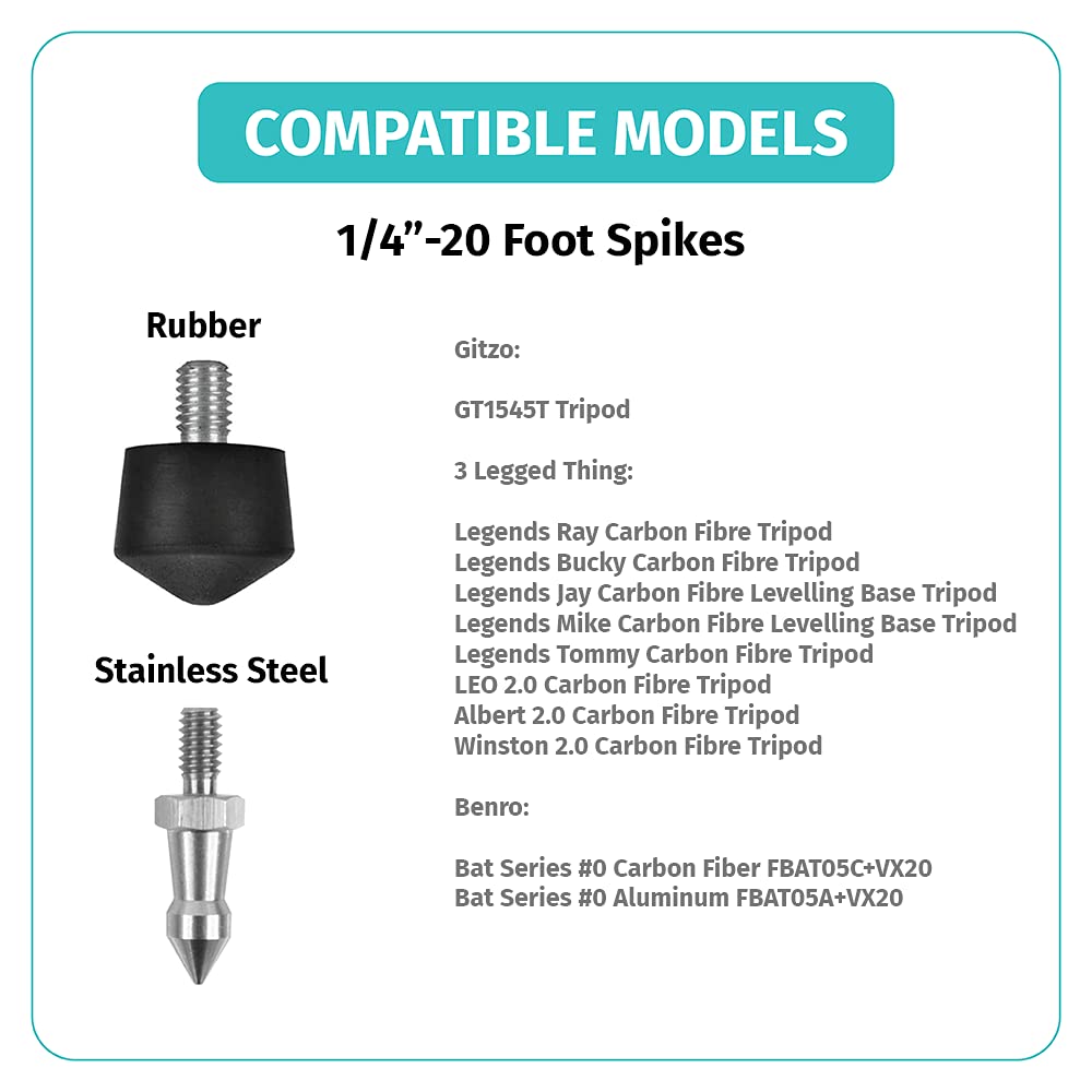 Foto&Tech 3 Pieces Universal Anti Slip Rubber Tripod Feet Compatible with Benro Gitzo Induro Kingjoy Manfrotto for Smooth and Uneven Surfaces (1/4)