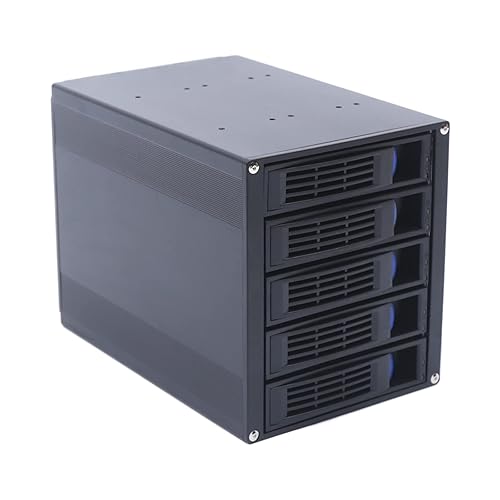 LYNICESHOP 5-Bay Mobile Rack Backplane, HDD Enclosure Hot Swap Cage 3 x 5.25 Drive Bays 5X SATA 3.5"/2.5" SAS, Aluminum Trayless Mobile Rack Backplane