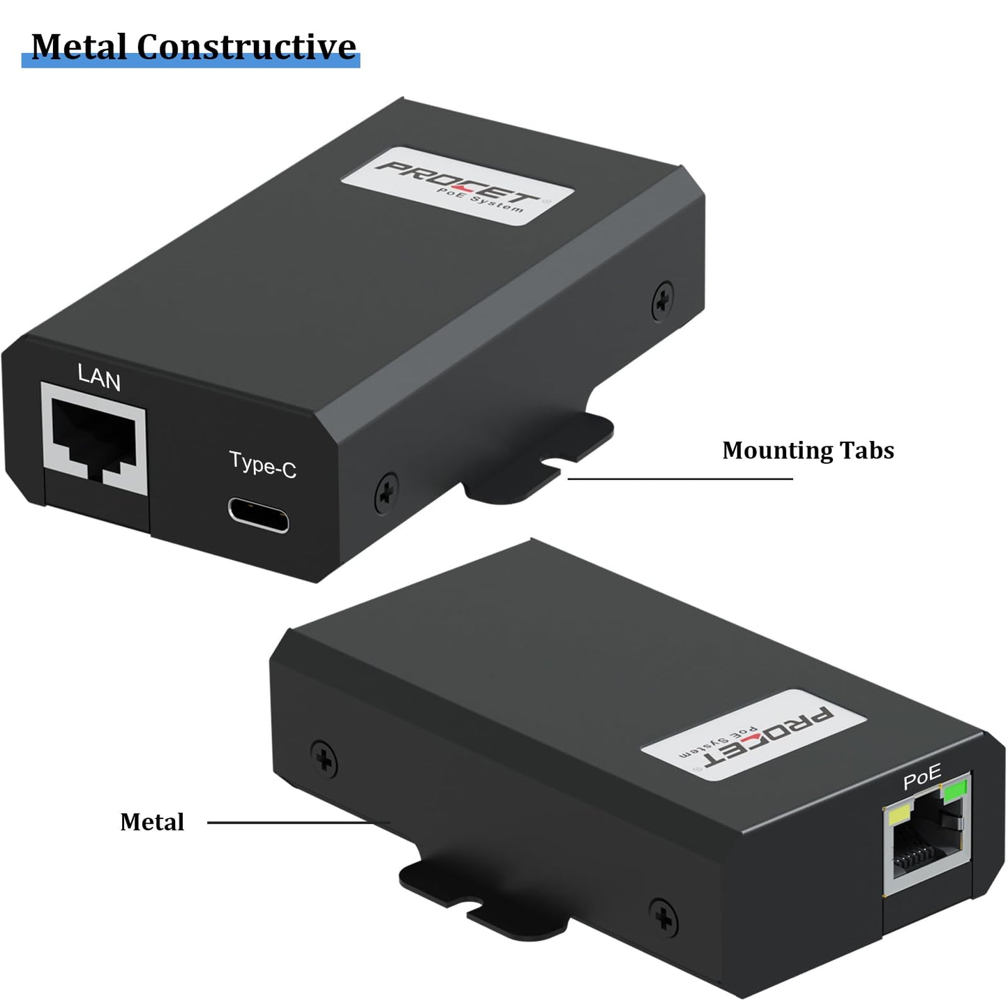 PROCET Gigabit PoE to USB C Splitter 25W Type C with RJ45 Ethernet Connectivity Adapter for eero 6/7, Wireless AP, Tablet, iPad, Google TV, KVM