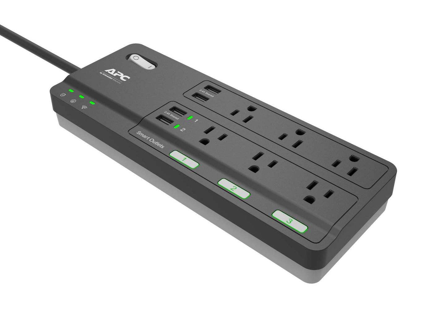 APC Smart Plug Wi-Fi Power Strip with USB Ports, PH6U4X32, 3 Smart Plugs that Work with Alexa, 6 Outlets Total, 2160 Joule Surge Protector