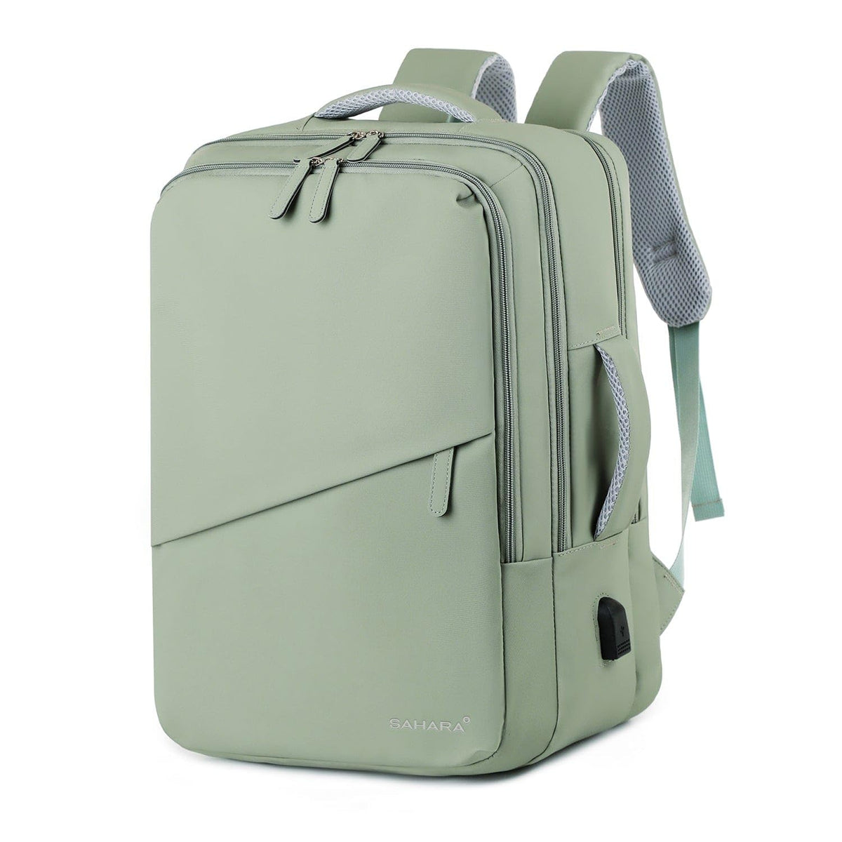 SAHARA - Multi-Compartment Travel & Laptop Backpack with USB Charging Port for Laptops up to 16-inch, Green, (LT00102)
