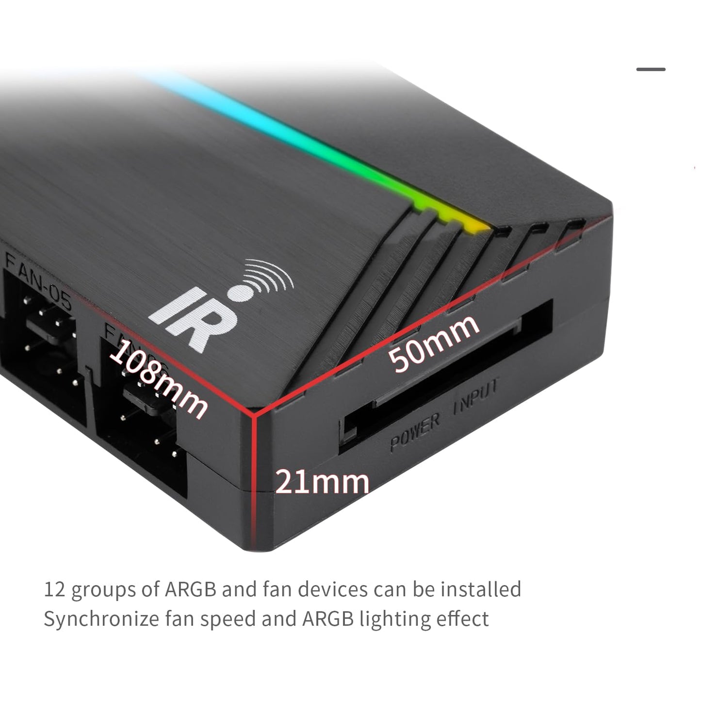 Thermalright ARGB and Fan HUB X12 IR Black Hub Controller Support 12 Groups of CPU Fans,3Pin PC ARGB Controller and 4Pin PWM Fan,SATA Power Cord