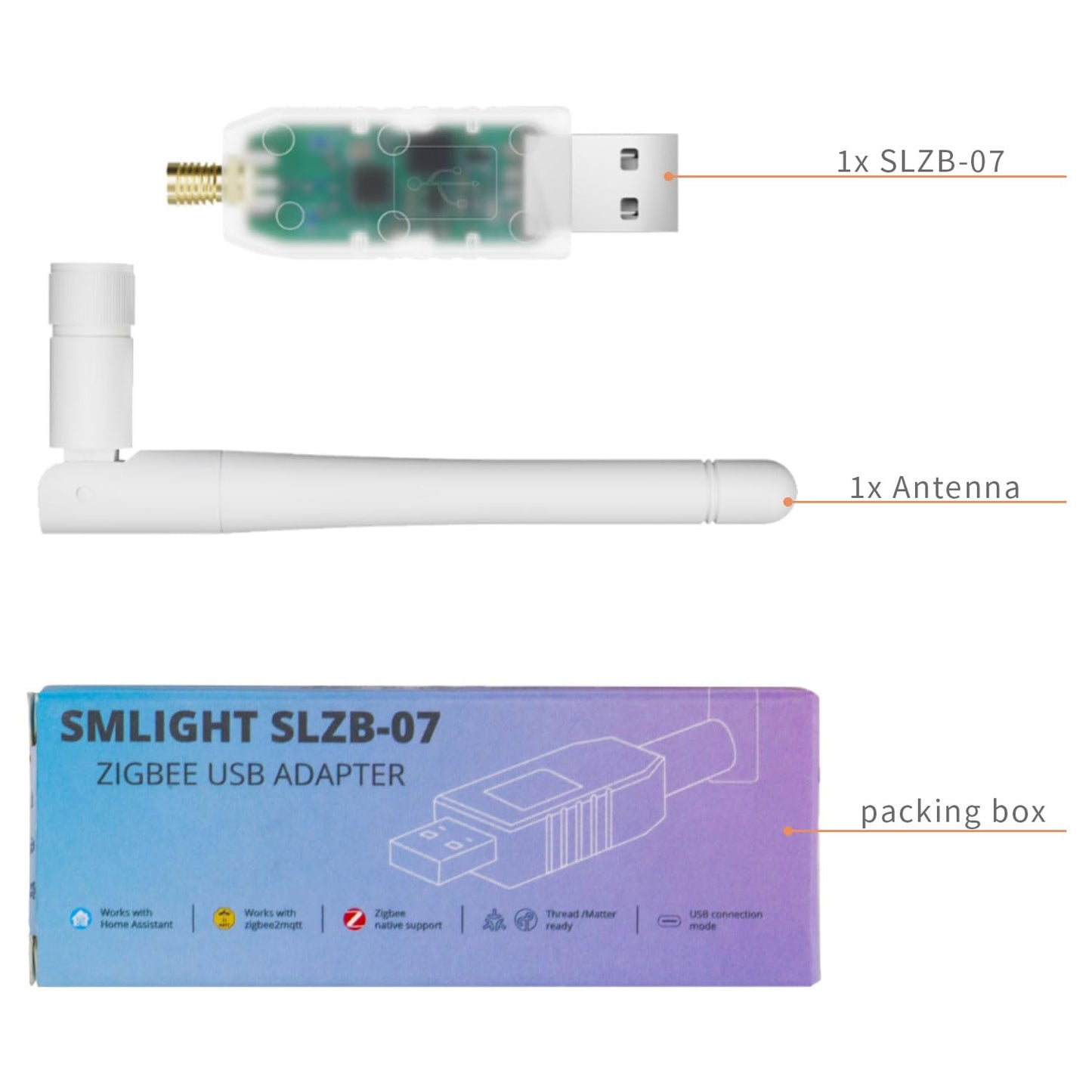 SMLIGHT SLZB-07 Zigbee 3.0 USB Coordinator - Pre-Flashed and Ready-to-Use Zigbee Adapter for ZHA Home Assistant and Zigbee2MQTT