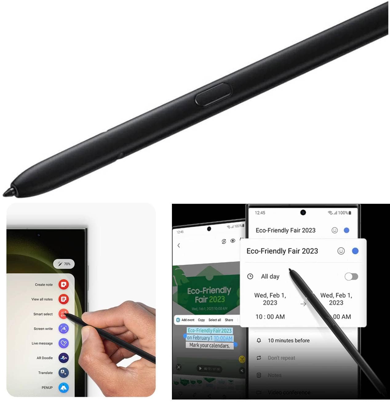 S Pen S23 Ultra (withBluetooth) Replacement for Samsung Galaxy S23 Ultra Stylus Pen (4096 Pressure Levels) + Replacement Tips/Nibs, Gray Top Matches