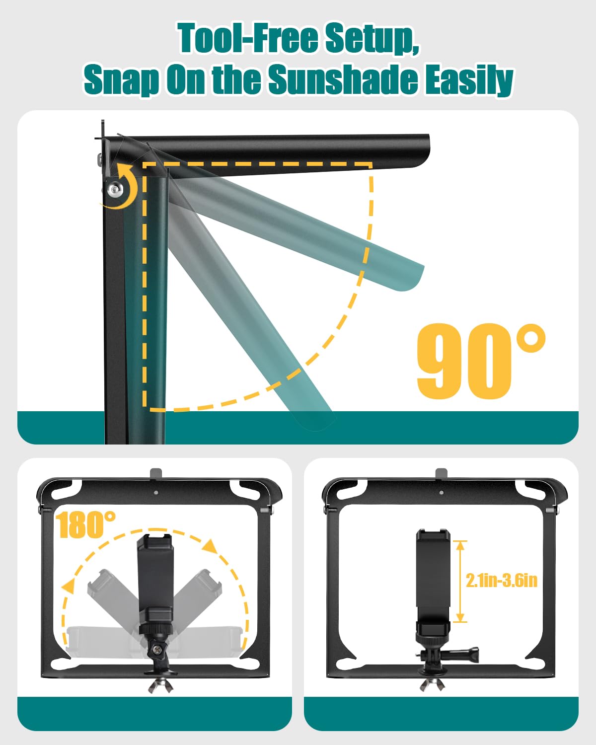 UBeesize Cell Phone Fence Mount with Foldable Shade, Game Changer Mounting Kit for iPhone, GoPro, Mevo Start, Tool-Free Streaming Kits with Carry Bag