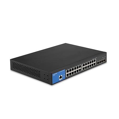 Linksys LGS328C 24 Port Gigabit Managed Network Switch with 4 x 10G Uplink SFP+ Slots - Advanced Security, QoS, Static Routing, VLAN, IGMP Features