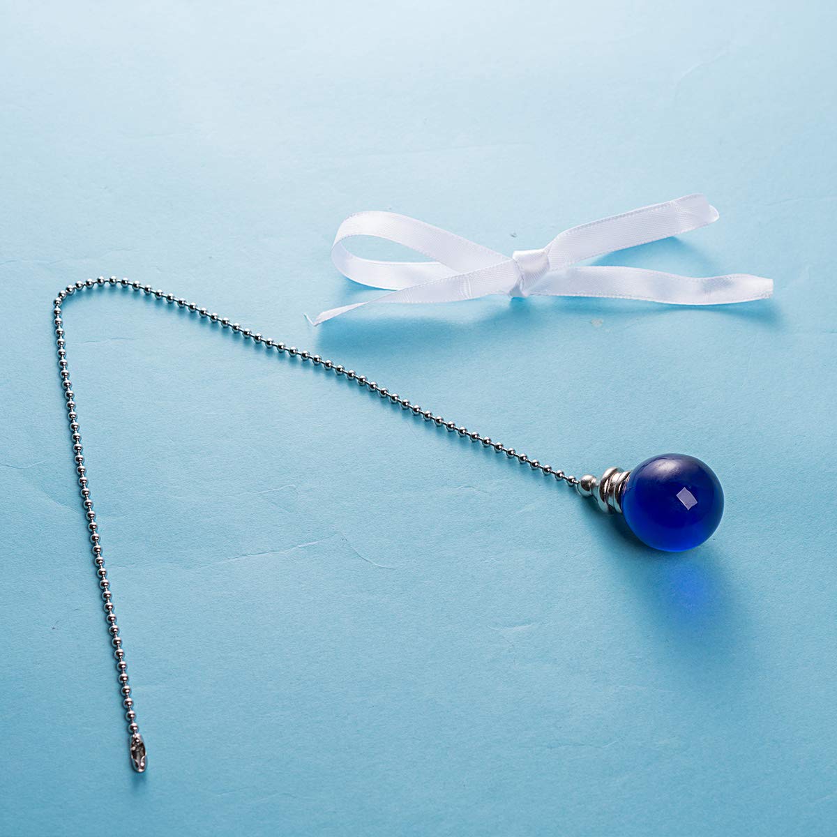 Ceiling Fan Pull Chain, 2pcs Blue 30mm Diameter Crystal Ball Fan Pull Chain, 20 Inches Fan Pulls Set with Connector Ceiling Fan Pull Chain Ornaments