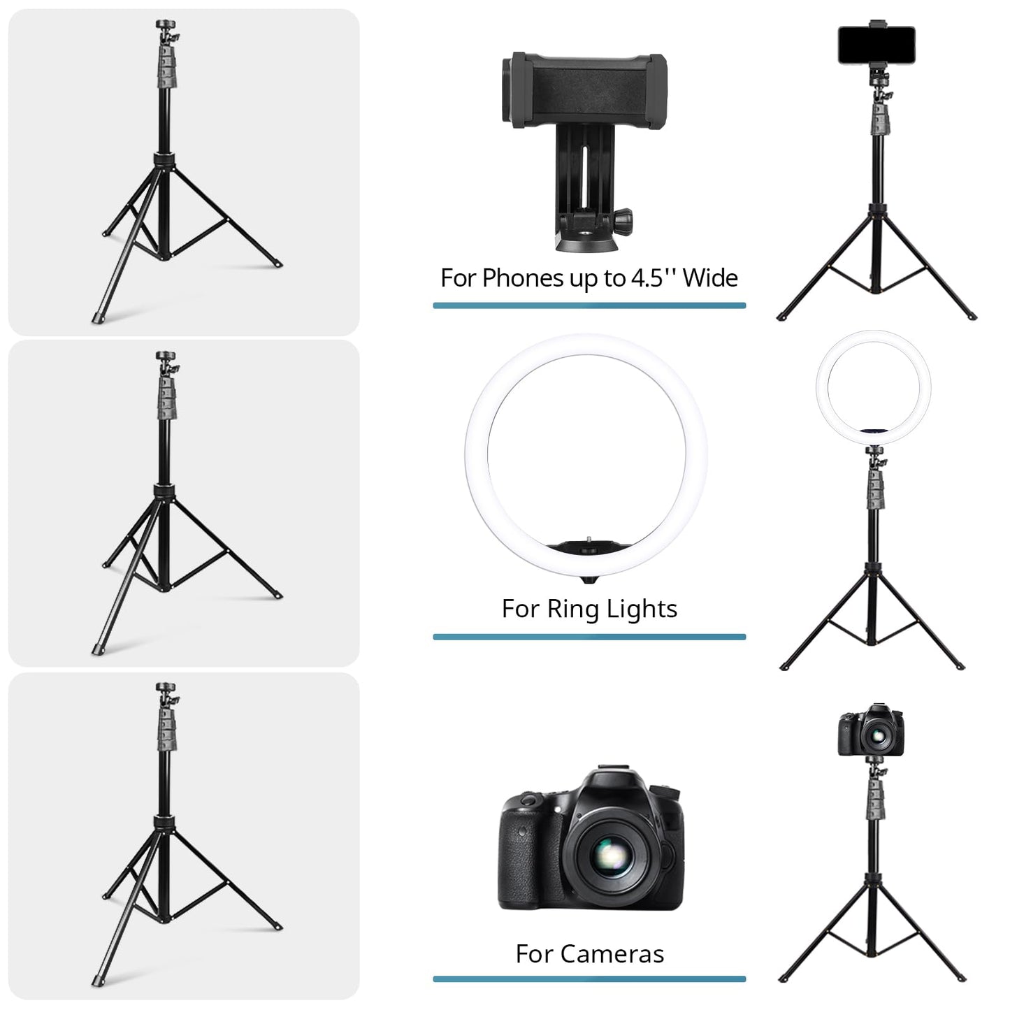 Eicaus 12" Ring Light with Tripod Stand and Phone Holder,Selfie LED Lighting with 62" Phone and Stand,Circle Ringlight for Photography,TIK Tok