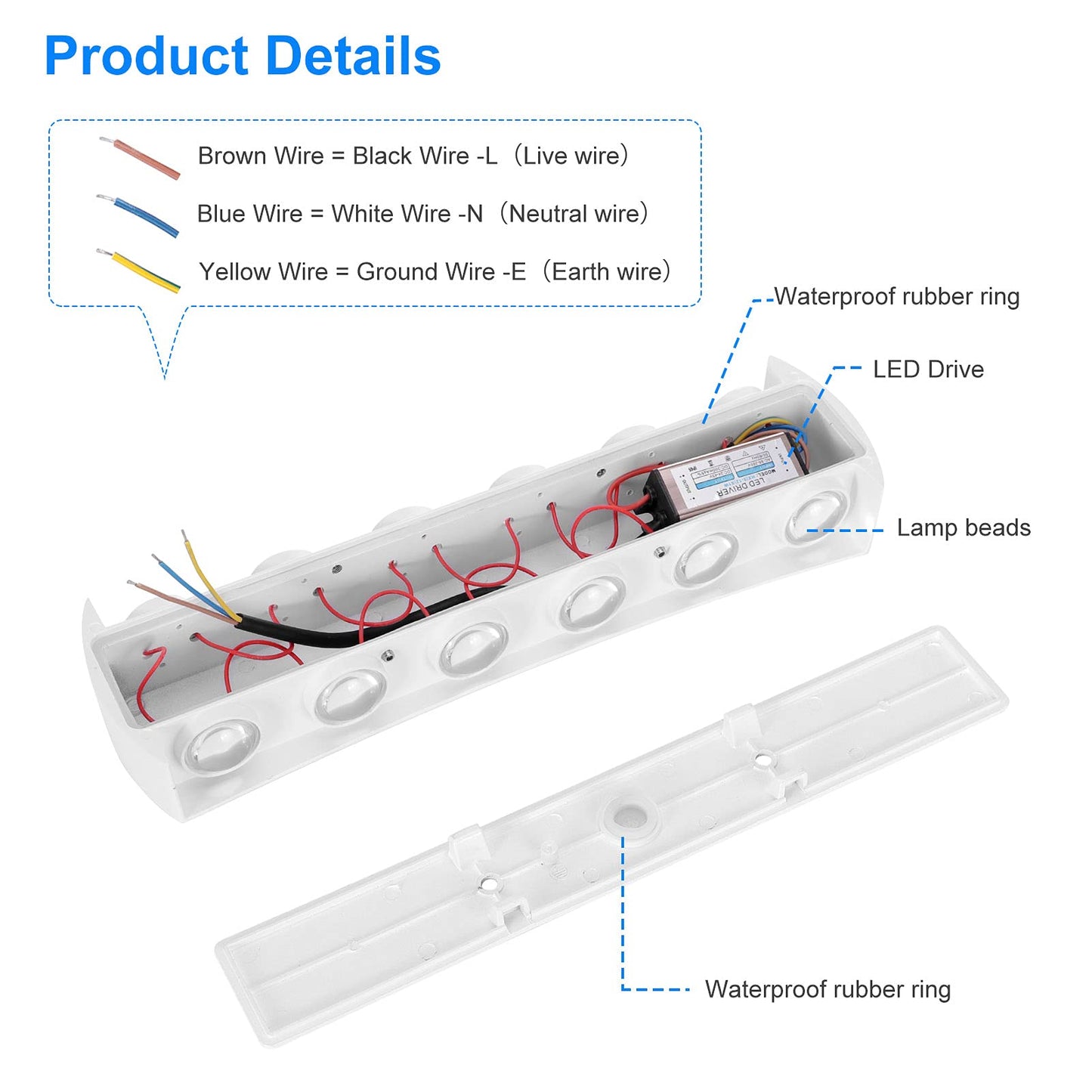 Kawell 12W Modern Wall Sconces LED Wall Light Up Down Indoor Outdoor Aluminum Wall Lamp LED Waterproof IP65 for Bedroom Living Room Bathroom Stairs