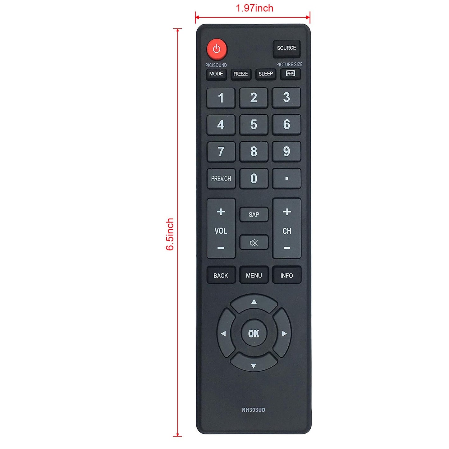 NH303UD Replaced Remote fit for Emerson TV LE391EM4 LF320EM4A LF391EM4 LF461EM4 LF320EM5S LE240EM4 LE320EM4 LF320EM4 LF501EM4 LF461EM4 LF501EM4