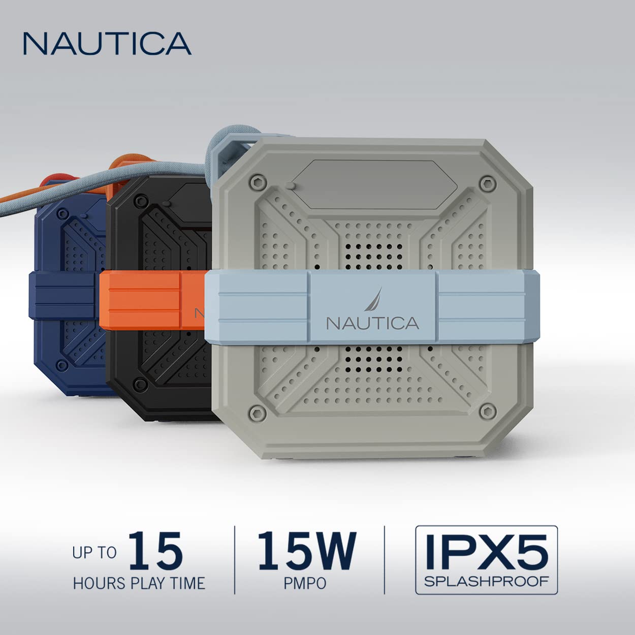 Nautica S100 True Wireless Outdoor Speaker, Portable IPX5 Waterproof Bluetooth Speaker with 15H Playtime, 200-Day Standby & TWS Pairing, Perfect