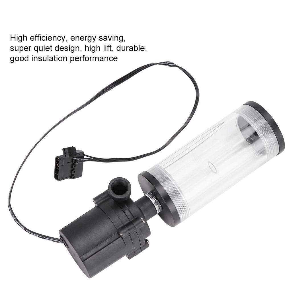 Water Cooling with Pump, G1/4 19W SC600 Acrylic Computer DIY Water Cooling Cylinder Reservoir, Heat and Pump (110mm)