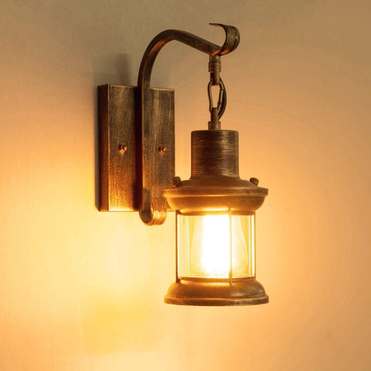 Rustic Light Fixtures, Oil Rubbed Bronze Finish Indoor Vintage Wall Light Wall Sconce Industrial Lamp Fixture Glass Shade Farmhouse Metal Sconces Wall