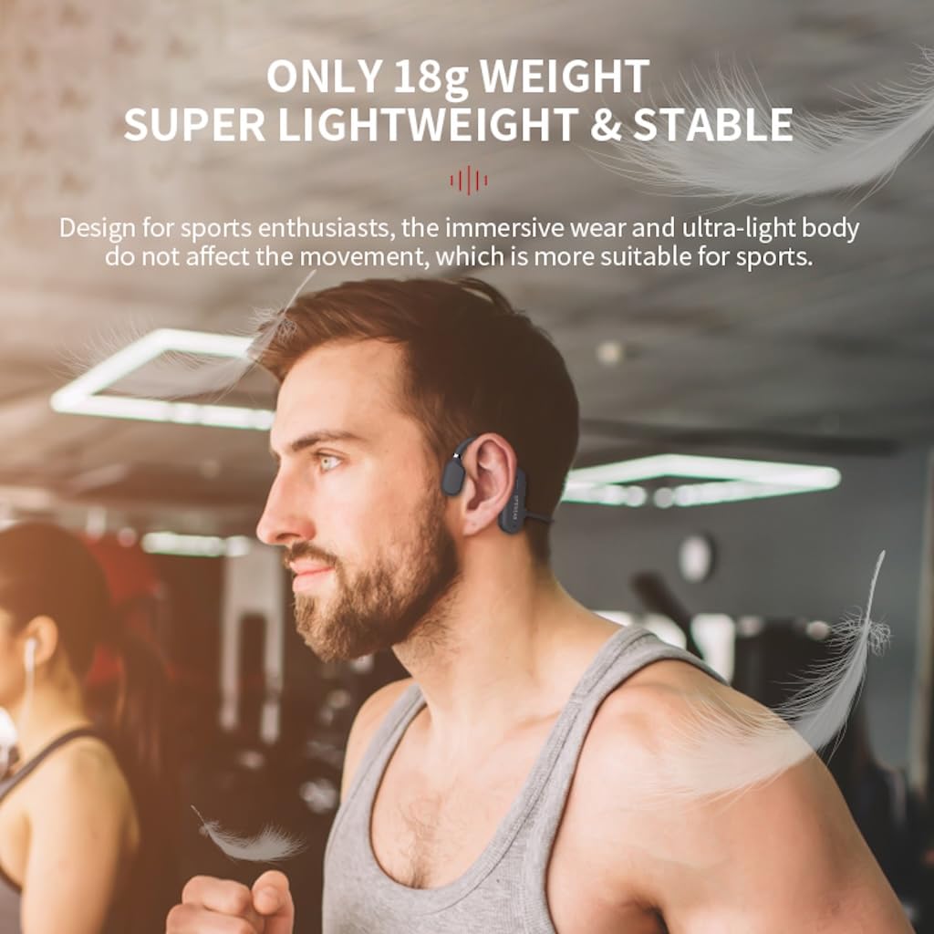 Open Ear Headphones with mic Bluetooth 5.0 for Sport Running Jogging Cycling Hiking with Long Battery Life Lightweight and Comfortable