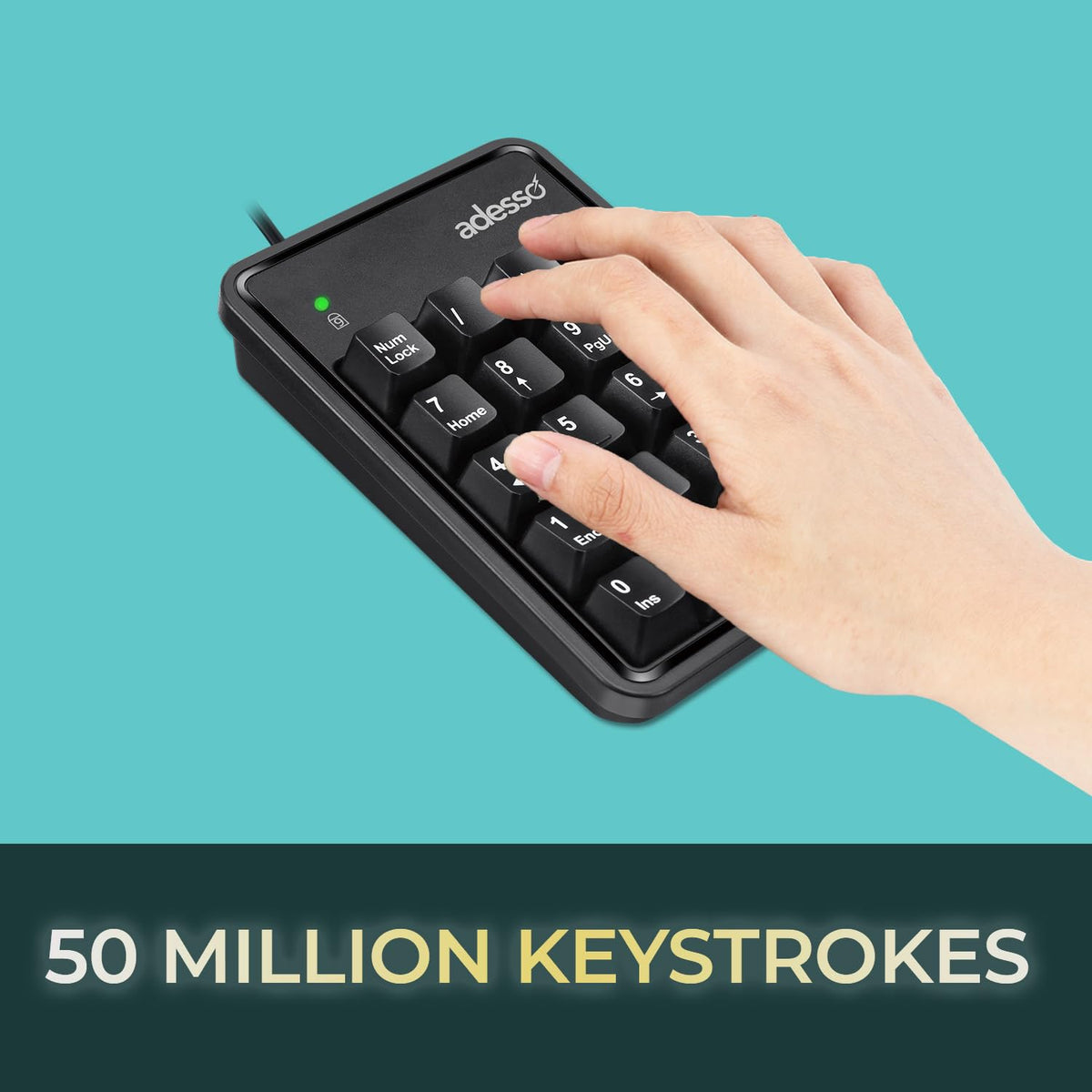 Adesso EasyTouch 600 Mechanical Numeric Keypad USB Wired 19 Key Number Pad