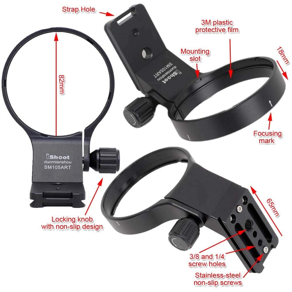 iShoot 82mm Lens Collar Tripod Mount Ring Compatible with Sigma 100-400mm f/5-6.3 DG DN OS & 105mm f/1.4 DG HSM Art, Lens Support Holder Bracket