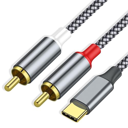 FEIPUAUX USB C to 2 RCA Audio Cable, USB C Male to 2RCA Male Aux Auxiliary Stereo Splitter Adapter, RCA Adapter for iPhone 16 15 Series, Galaxy