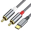 FEIPUAUX USB C to 2 RCA Audio Cable, USB C Male to 2RCA Male Aux Auxiliary Stereo Splitter Adapter, RCA Adapter for iPhone 16 15 Series, Galaxy