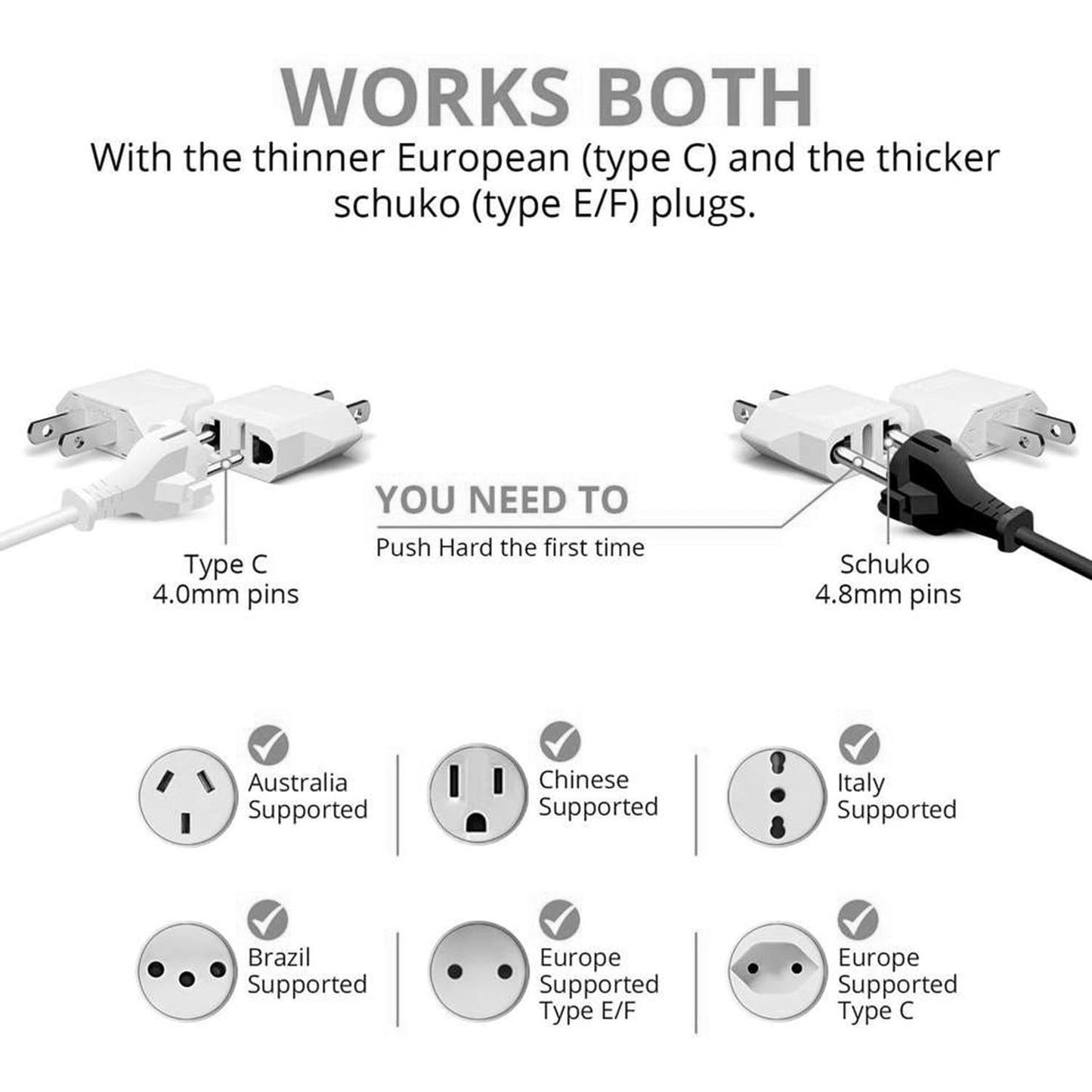 (10 Pack) ALINNA US Plug Adapter, EU AU CN to US America Travel Plug Adapter AC Outlet Power Converter White
