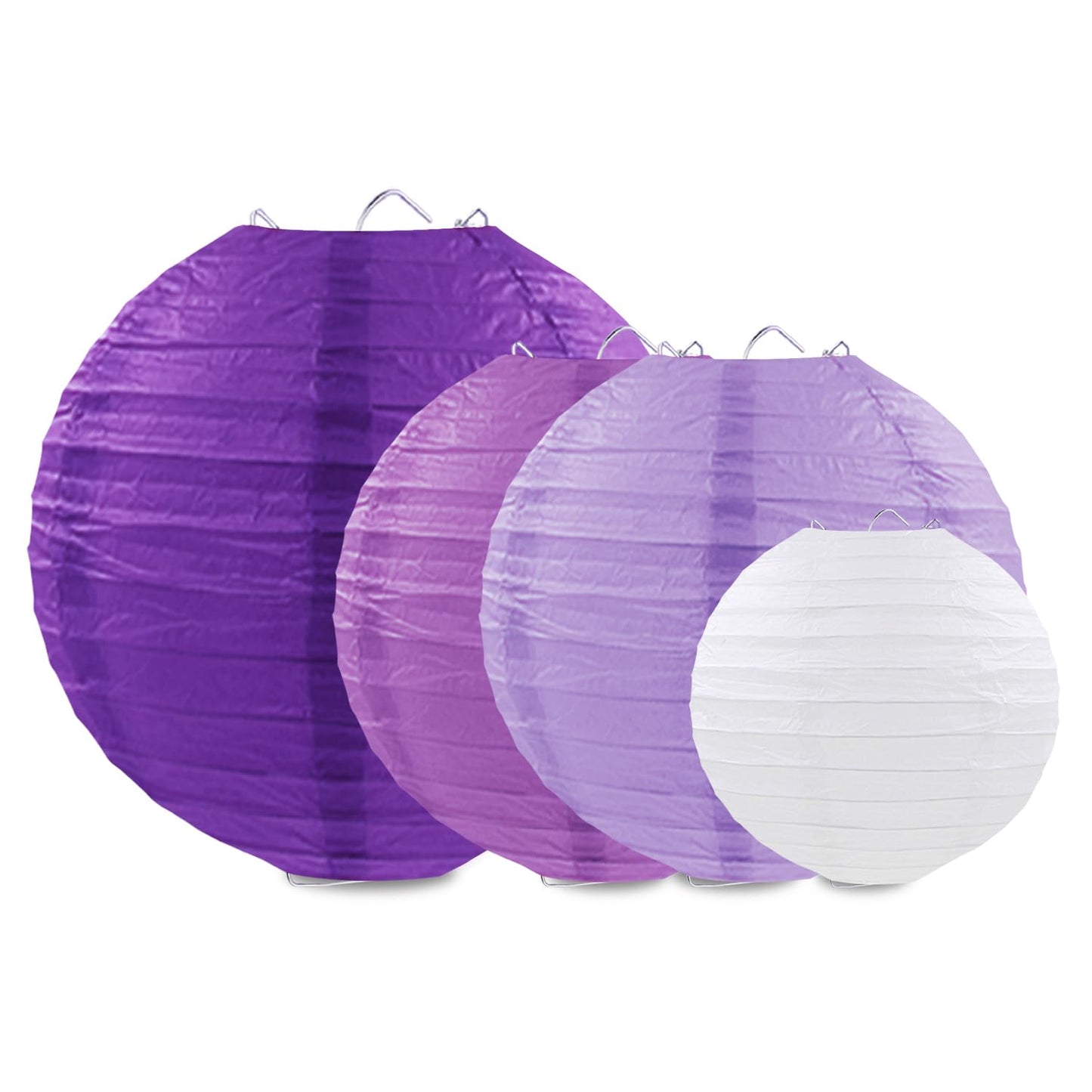 FUGUIR Purple Paper Lanterns Party Decorations, Hanging Round Paper Lanterns for Bachelorette Engagement Wedding Baby Bridal Purple Birthday