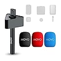 Movo WMX-HMF2 Wireless Microphone Handle with Mic Flag - Handheld Grip for DJI Mic, Rode GO II - Includes Lav Microphone Holder, Adapter & 3