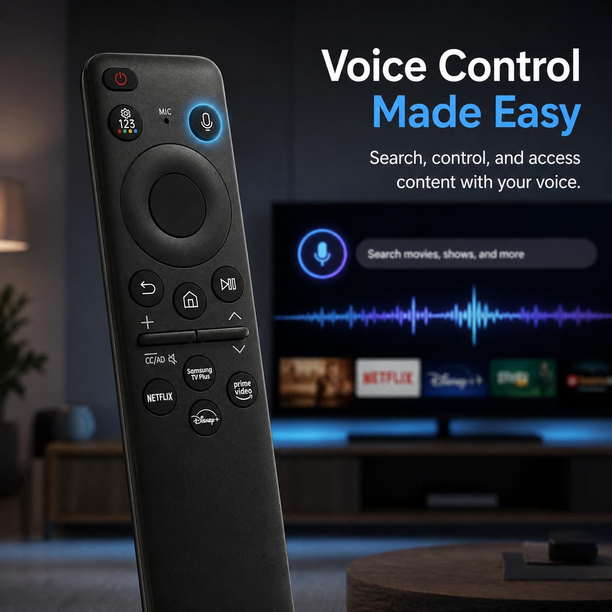 Voice Remote Control Replacement for Samsung TM2560E QLED Q7F Q8F QN900F Smart TV QN100QN80FAFXZA QN55Q8FAAFXZA QN65Q8FAAFXZA QN75Q8FAAFXZA