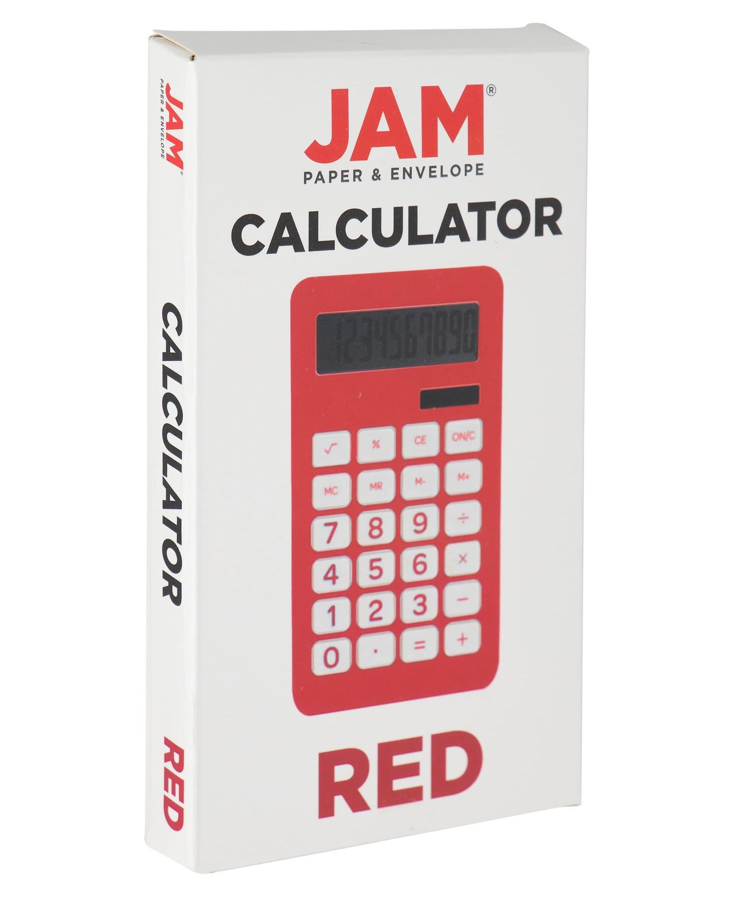 JAM PAPER Desktop Calculator - 10 Digit LCD Display - 3 3/4 x 6 3/4 Inches - Red - Sold Individually