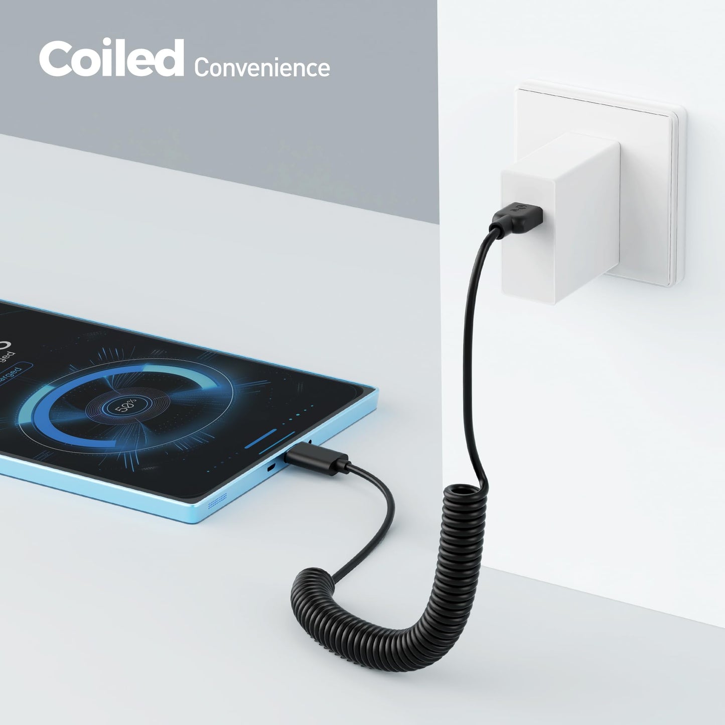 Cable Matters USB to USB C Coiled Cable with 3A/15W Fast Charging 1-4ft, Support Apple CarPlay, Android Auto, Coiled USBA to USBC Cable, for iPhone
