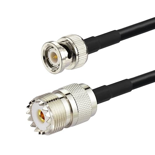 Eightwood UHF Female SO239 to BNC Male Adapter RG58 Antenna Jumper Cable 3 Feet for Handheld CB Radio, Amateur Radio, Ham Radio, Radio Scanner