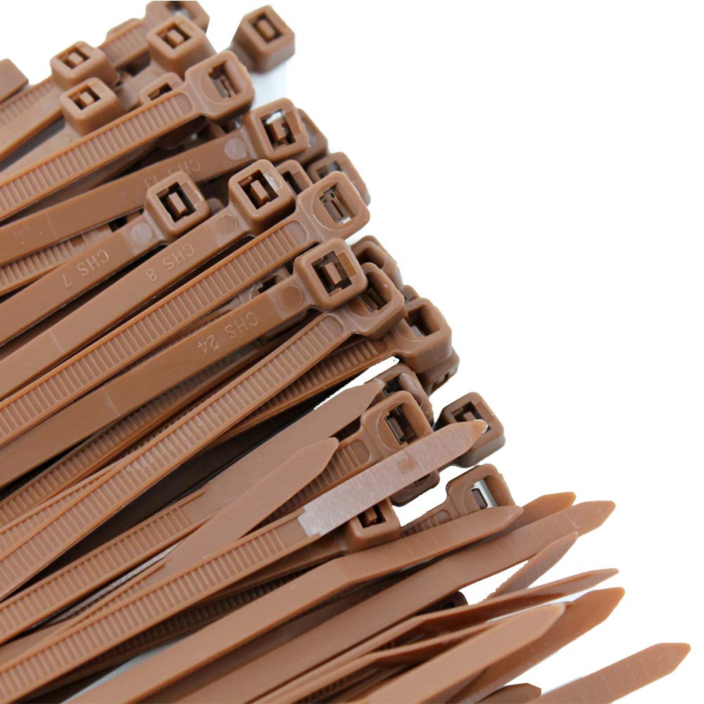 Pro Tie Standard Duty, Self-Locking UV Nylon Cable Wire Ties for Indoor Use |11.8-Inch, 50 lbs. Tensile Strength, Brown Nylon, 100-Pack (PN