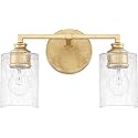 Capital Lighting 120521CG-422 Milan Iced Glass Bath Vanity Wall Mount, 2-Light 200 Total Watts, 9" H x 13" W, Capital Gold