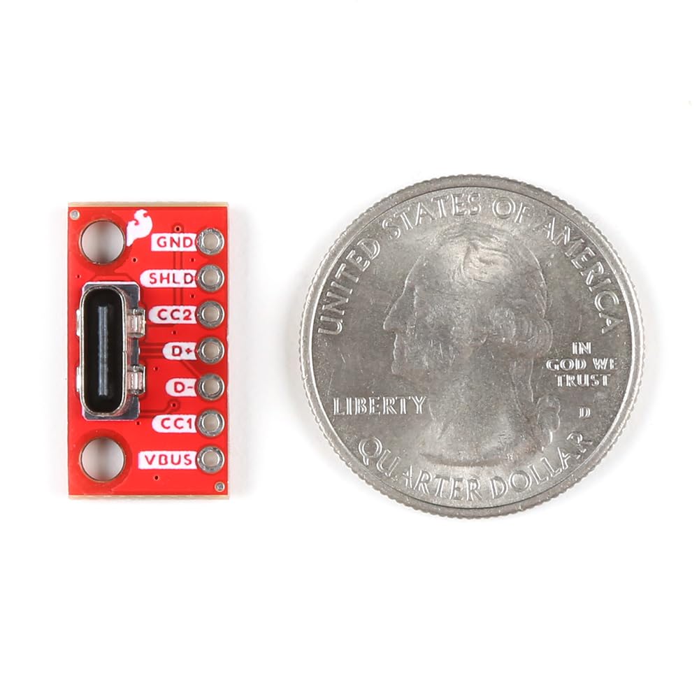 SparkFun USB-C Breakout - Vertical Connector, Dimensions: (0.80in x 0.45in x 0.46in)