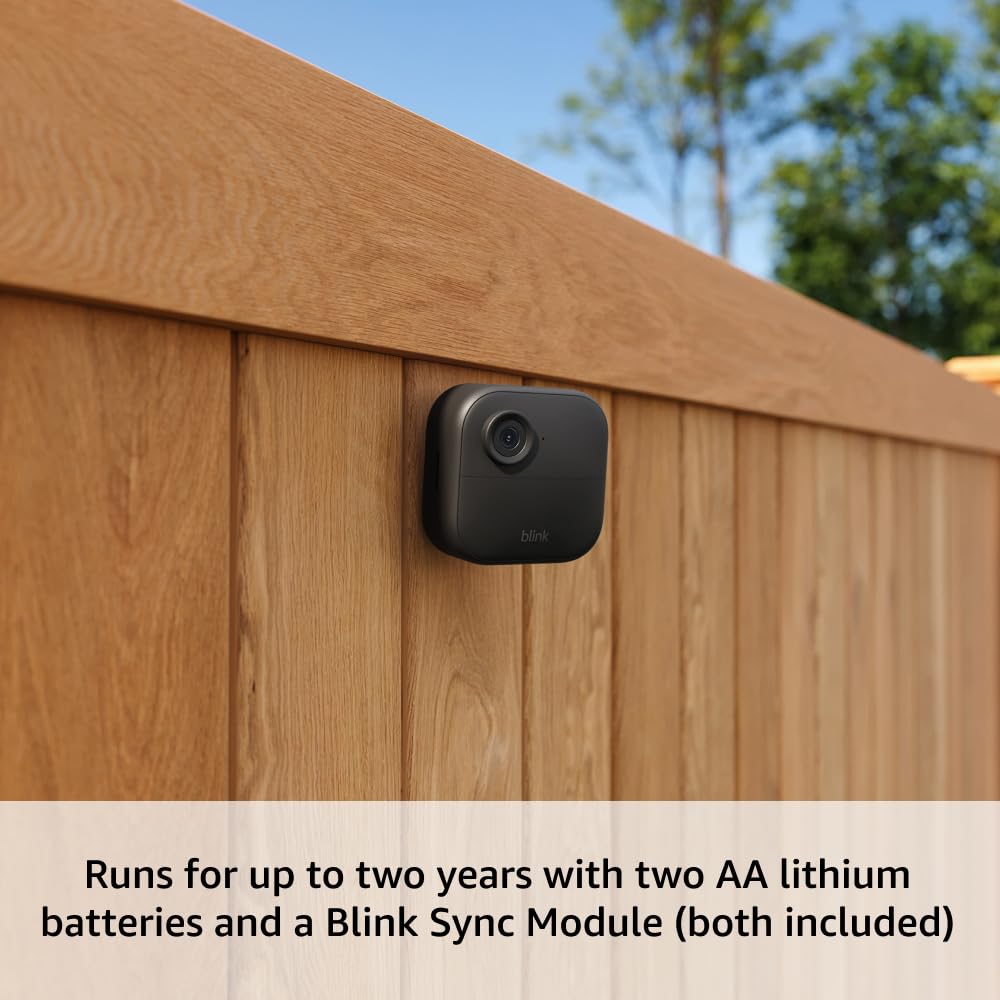 Blink Outdoor 4 - Wireless smart security camera, two-year battery life, 1080p HD day and infrared night live view, two-way talk. Sync Module Core