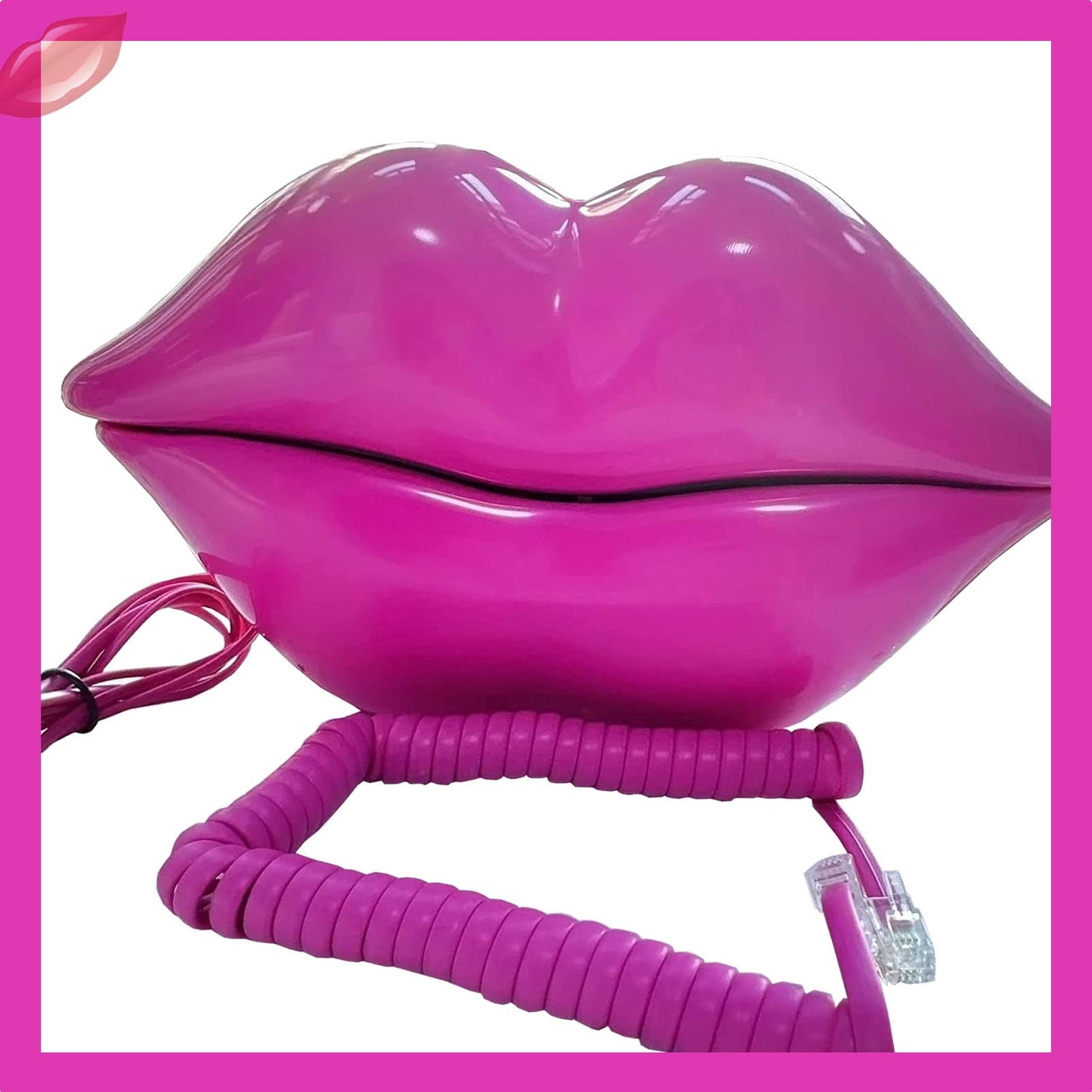 Lip Telephone, Advanced Home Telephone, Interesting Mouth Lip-Shaped Telephone, Funny Rose Red Lip Plastic Telephone Cable, Wire Phone Home