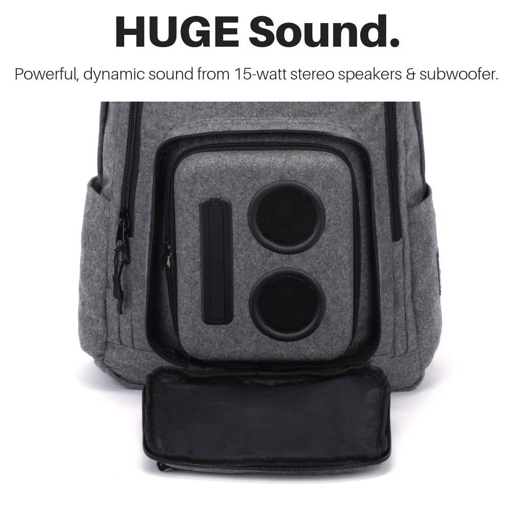 Super Real Business Bluetooth Speaker Backpack with 20-Watt Speakers & Subwoofer for Parties/Festivals/Beach. Rechargeable, Works with iPhone