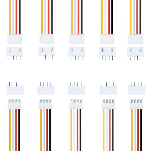 10Pairs JST-XH 2.54mm 4Pin Header Connector Kit with Male and Female Connectors Adapter 200mm 26AWG Flat Wire Cable Compatible with JST XH Plug