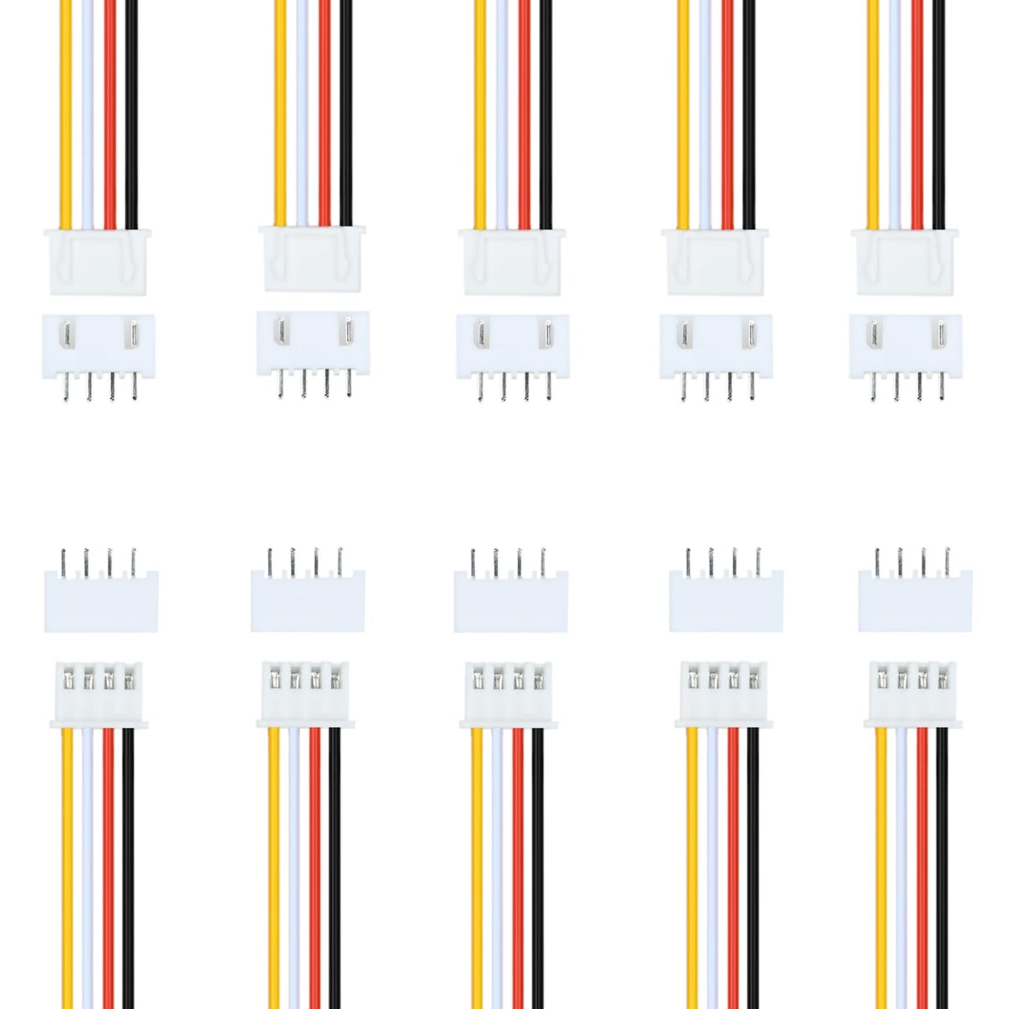 10Pairs JST-XH 2.54mm 4Pin Header Connector Kit with Male and Female Connectors Adapter 200mm 26AWG Flat Wire Cable Compatible with JST XH Plug